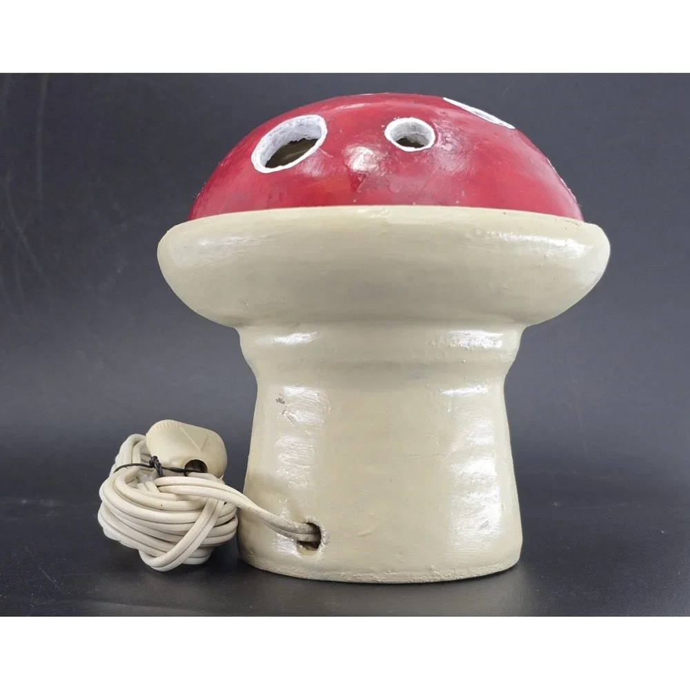 Vtg Toadstool Mushroom Table Lamp – Cozy Cottage Core Handmade Signed Artist